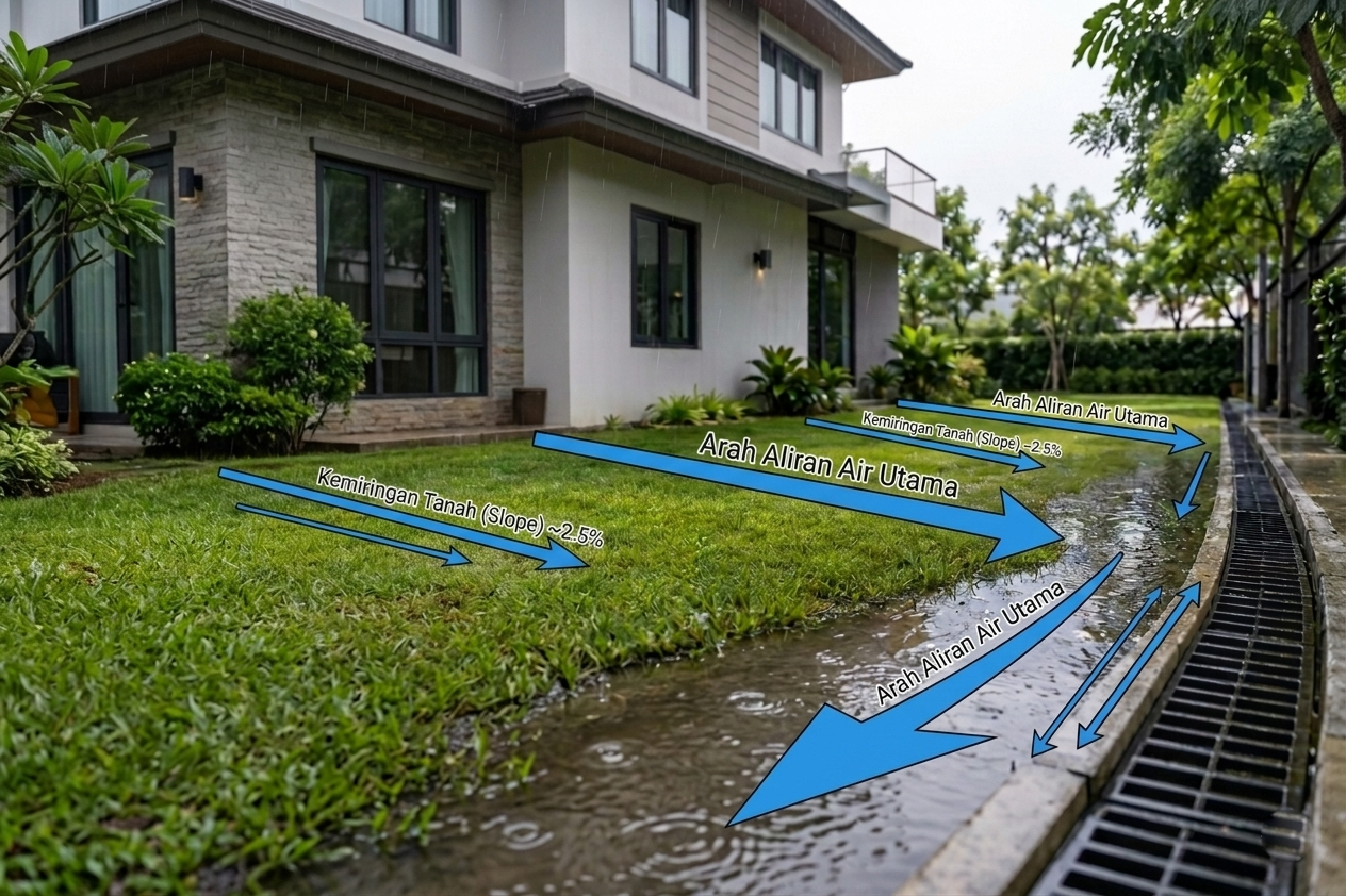 Buat Kemiringan Tanah yang Cukup agar Air Tidak Mengendap Terlalu Lama